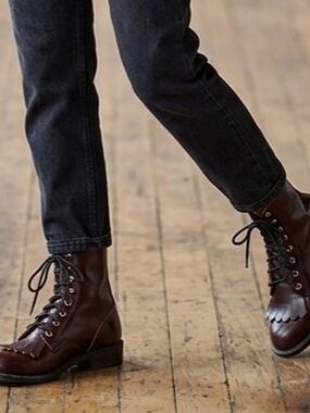 Silver Rebel Vintage Wrstern Style Leather Boots With Fringed Leather
